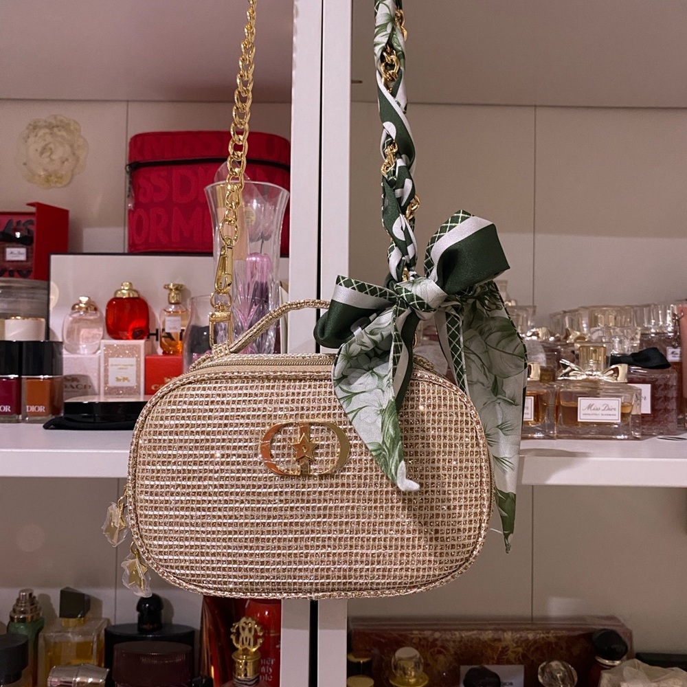 Dior Beauty Gold Glittery Pouch